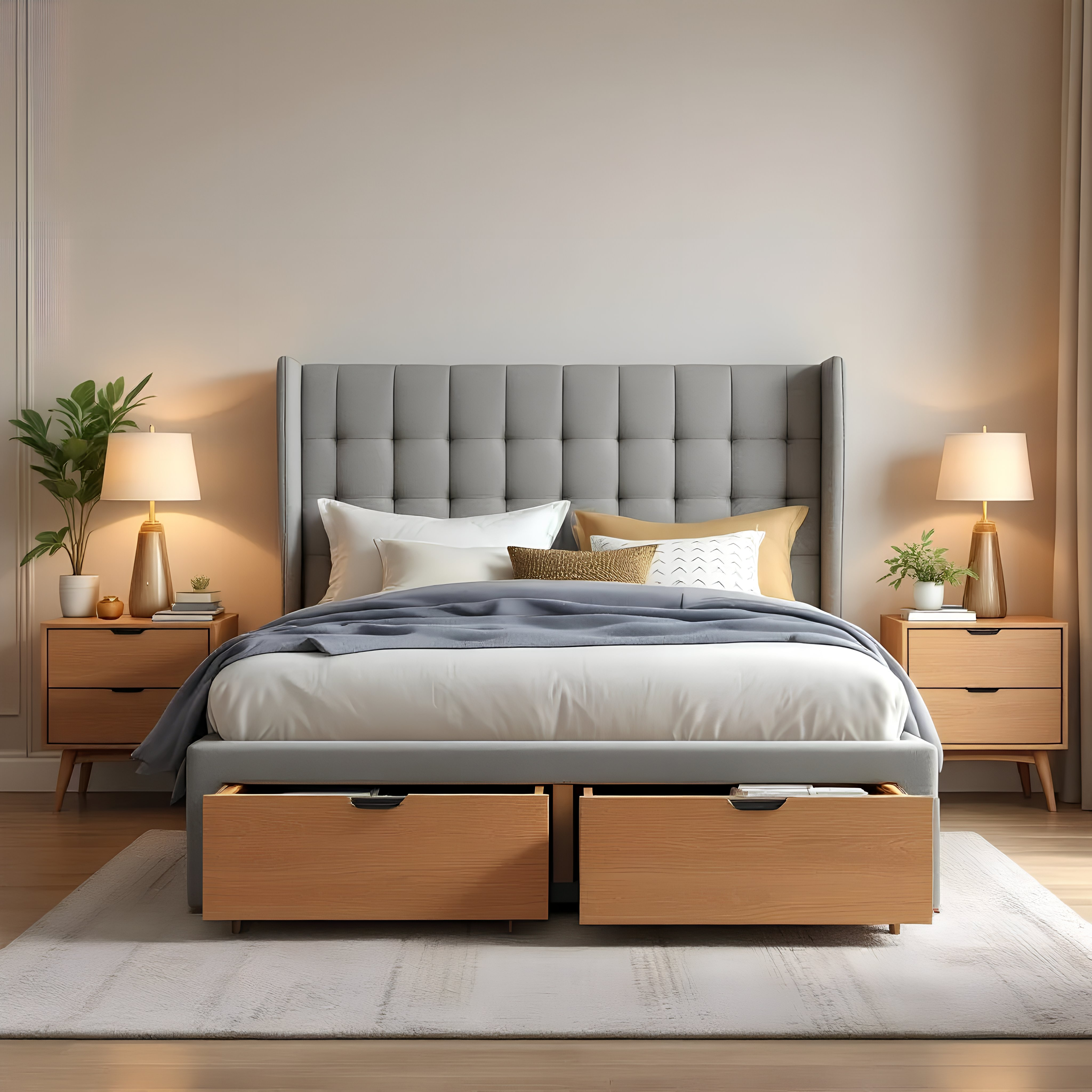Storage Bed with High Headboard